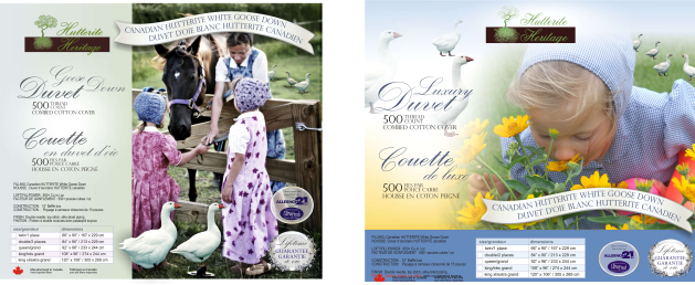 Packaging for traditionally handcrafted bedding.